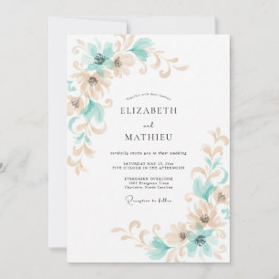 Invitation Mariage Vigne Champagne Aqua