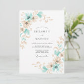 Invitation Mariage Vigne Champagne Aqua (Debout devant)