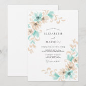 Invitation Mariage Vigne Champagne Aqua (Devant / Derrière)