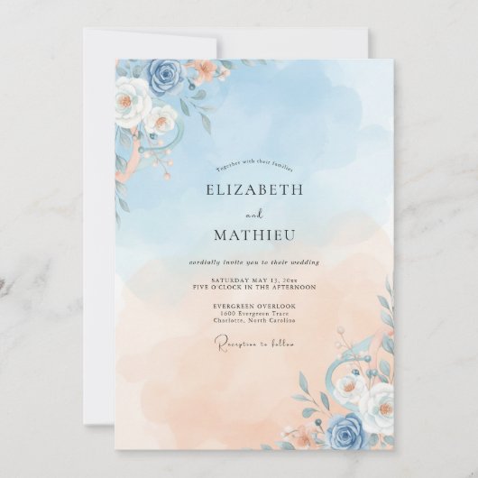 Invitation Mariage Vigne Champagne Azur (Devant)