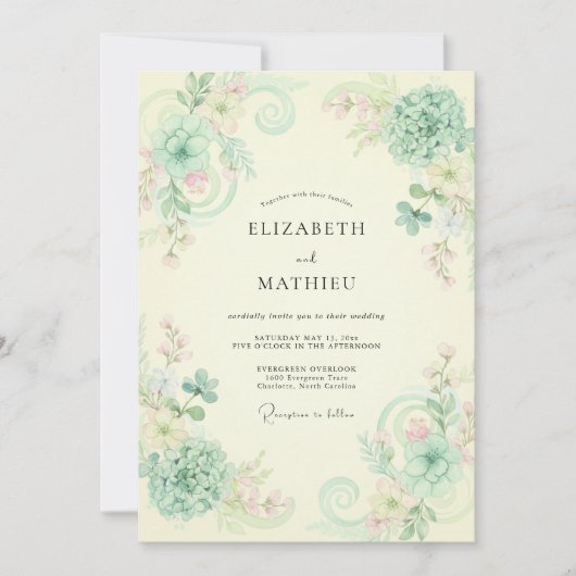 Invitation Mariage Vigne Champagne Crème (Devant)