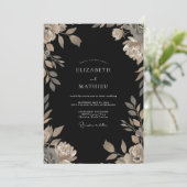Invitation Mariage Vigne Champagne Noir (Debout devant)