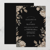 Invitation Mariage Vigne Champagne Noir (Devant / Derrière)