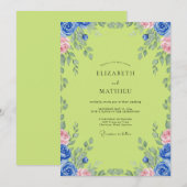 Invitation Mariage Vigne Chartreuse Cobalt (Devant / Derrière)