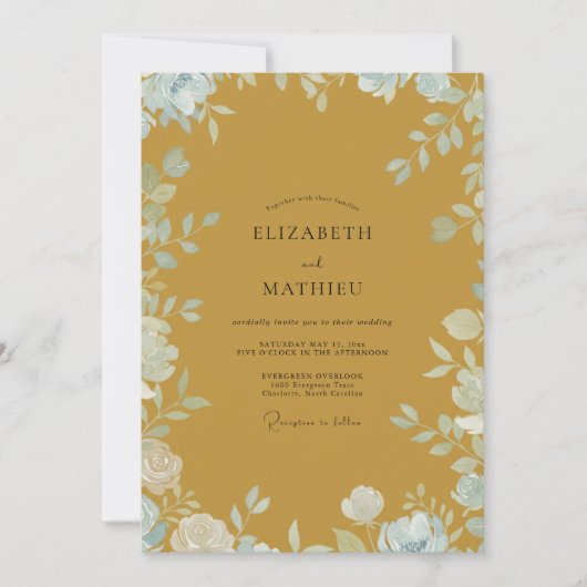 Invitation Mariage Vigne Ciel Moutarde (Devant)