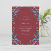 Invitation Mariage Vigne Cobalt Bordeaux (Debout devant)