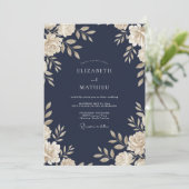 Invitation Mariage Vigne Crème Navy (Debout devant)