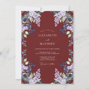 Invitation Mariage Vigne d'Améthyste Cramoisie