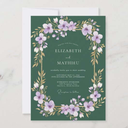 Invitation Mariage Vigne d'Améthyste de Forêt (Devant)