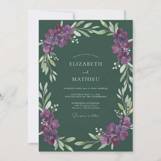 Invitation Mariage Vigne de la Forêt d'Améthyste (Devant)