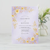 Invitation Mariage Vigne Dorée Lilas (Debout devant)