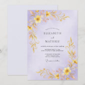 Invitation Mariage Vigne Dorée Lilas (Devant / Derrière)