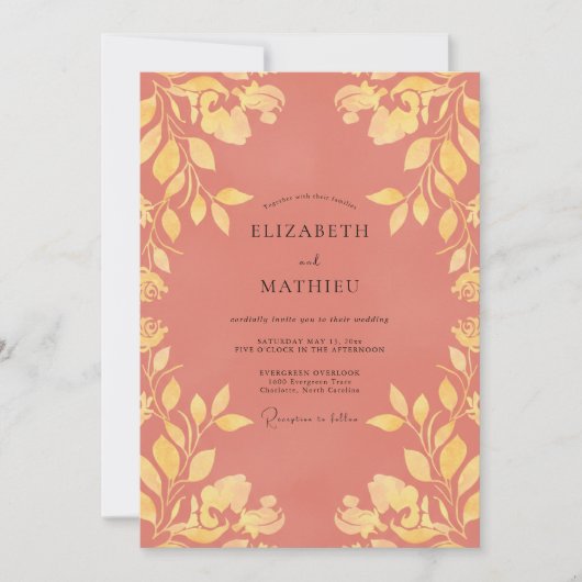 Invitation Mariage Vigne Dorée Terracotta (Devant)