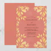 Invitation Mariage Vigne Dorée Terracotta (Devant / Derrière)