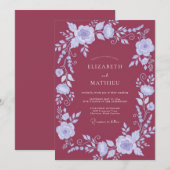 Invitation Mariage Vigne et Bleuet Baie (Devant / Derrière)