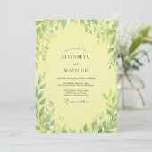Invitation Mariage Vigne Feuillage Citron (Debout devant)