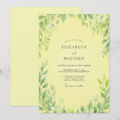 Invitation Mariage Vigne Feuillage Citron (Devant / Derrière)