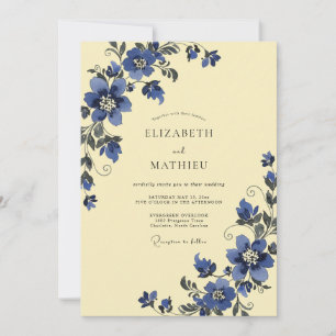 Invitation Mariage Vigne Indigo Beurre
