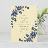 Invitation Mariage Vigne Indigo Beurre (Debout devant)
