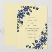 Invitation Mariage Vigne Indigo Beurre (Devant / Derrière)