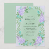 Invitation Mariage Vigne Lilas Menthe (Devant / Derrière)