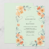 Invitation Mariage Vigne Menthe Abricot (Devant / Derrière)