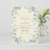 Invitation Mariage Vigne Menthe Céruléen (Debout devant)