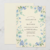 Invitation Mariage Vigne Menthe Céruléen (Devant / Derrière)