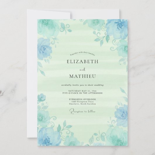 Invitation Mariage Vigne Menthe Mousse de Mer (Devant)