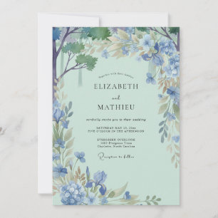 Invitation Mariage Vigne Menthe Pervenche
