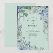 Invitation Mariage Vigne Menthe Pervenche (Devant / Derrière)