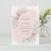Invitation Mariage Vigne Menthe Rose (Debout devant)
