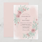Invitation Mariage Vigne Menthe Rose (Devant / Derrière)