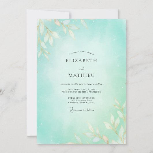 Invitation Mariage Vigne Mousse de Mer (Devant)