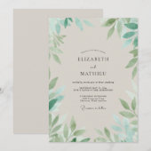 Invitation Mariage Vigne Mousse de Mer Pâle (Devant / Derrière)