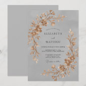 Invitation Mariage Vigne Or Acier (Devant / Derrière)