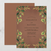 Invitation Mariage Vigne Or Terracotta (Devant / Derrière)