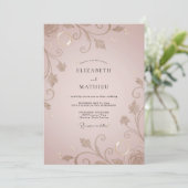 Invitation Mariage Vigne Ornée Champagne (Debout devant)