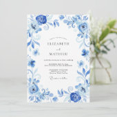 Invitation Mariage Vigne Peinte Bleuet (Debout devant)