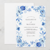 Invitation Mariage Vigne Peinte Bleuet (Devant / Derrière)