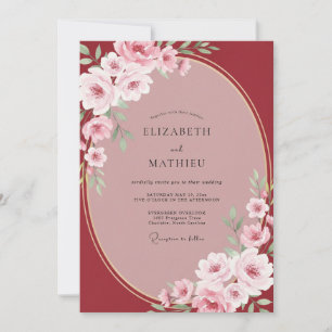 Invitation Mariage Vigne Peinte de Cramoisi