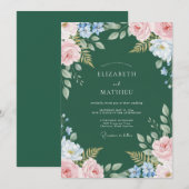Invitation Mariage Vigne Peinte de Teinte Mousse (Devant / Derrière)