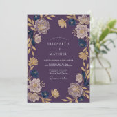 Invitation Mariage Vigne Peinte en Prune (Debout devant)