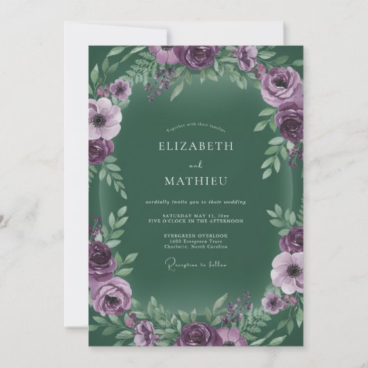 Invitation Mariage Vigne Pourpre Maussade (Devant)
