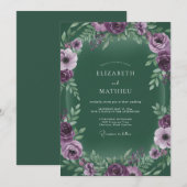 Invitation Mariage Vigne Pourpre Maussade (Devant / Derrière)
