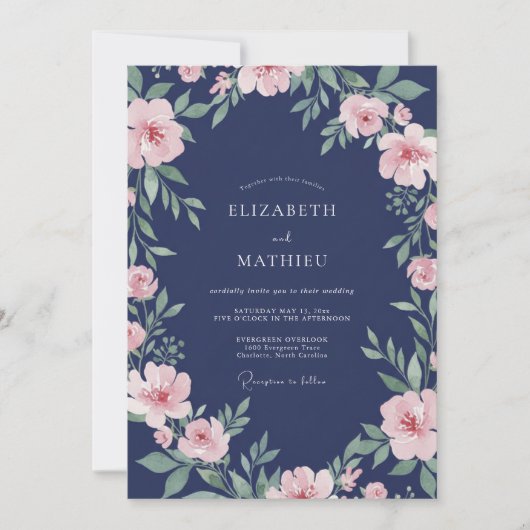 Invitation Mariage Vigne Rouge Minuit (Devant)