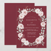 Invitation Mariage Vigne Rouge Profond (Devant / Derrière)