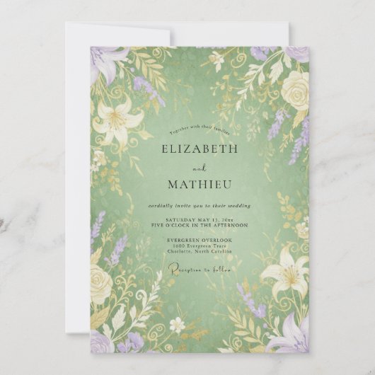 Invitation Mariage Vigne Sauge Améthyste (Devant)