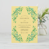 Invitation Mariage Vigne Turquoise Canari (Debout devant)