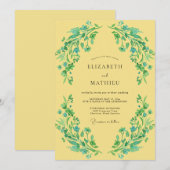 Invitation Mariage Vigne Turquoise Canari (Devant / Derrière)